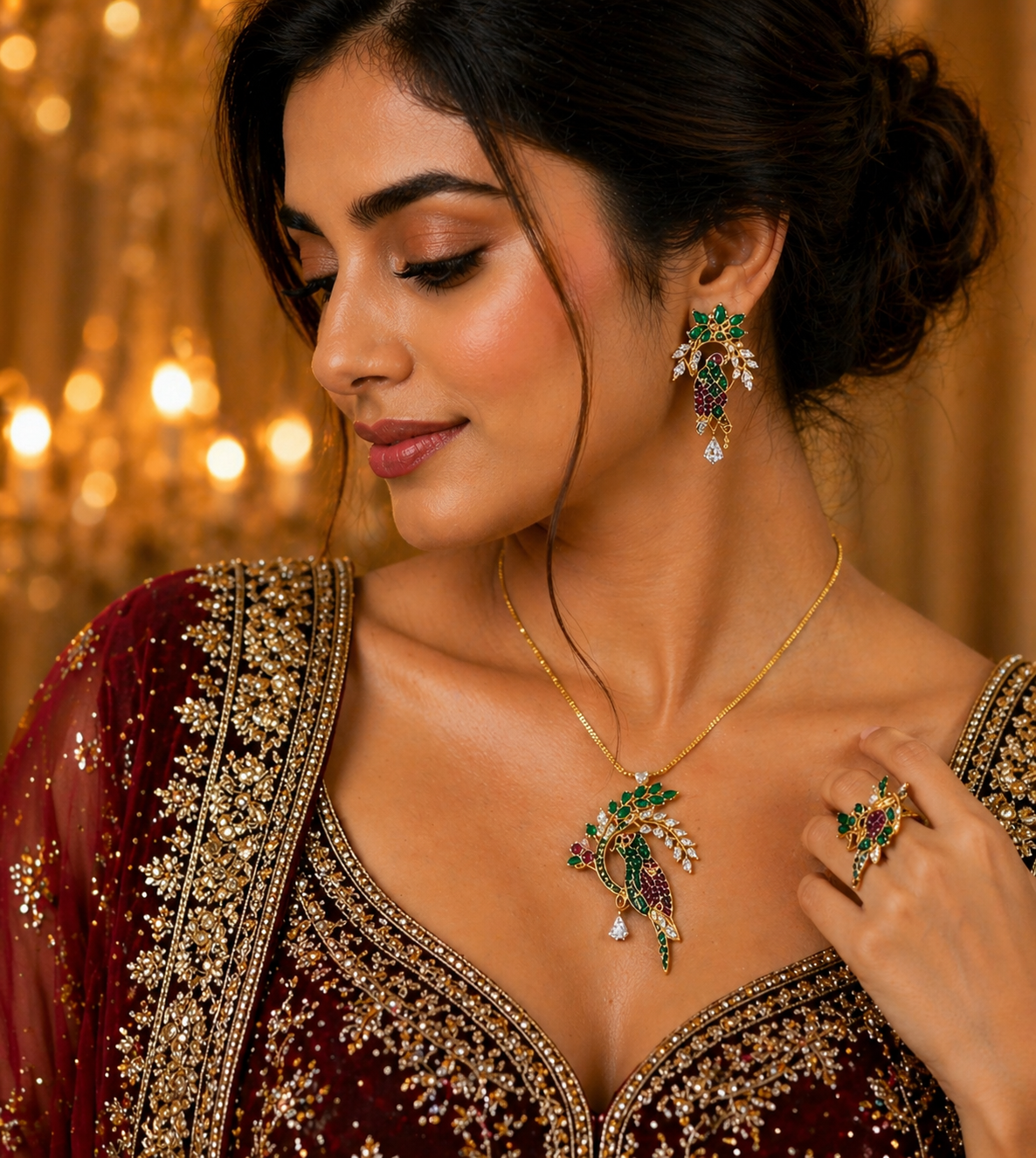 Royal Peacock Pendant Set