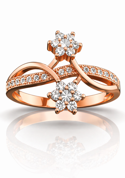 Rose Gold Floral AD Diamond Ring