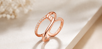 Rose Gold Knot AD Diamond Criss Cross Adjustable Ring