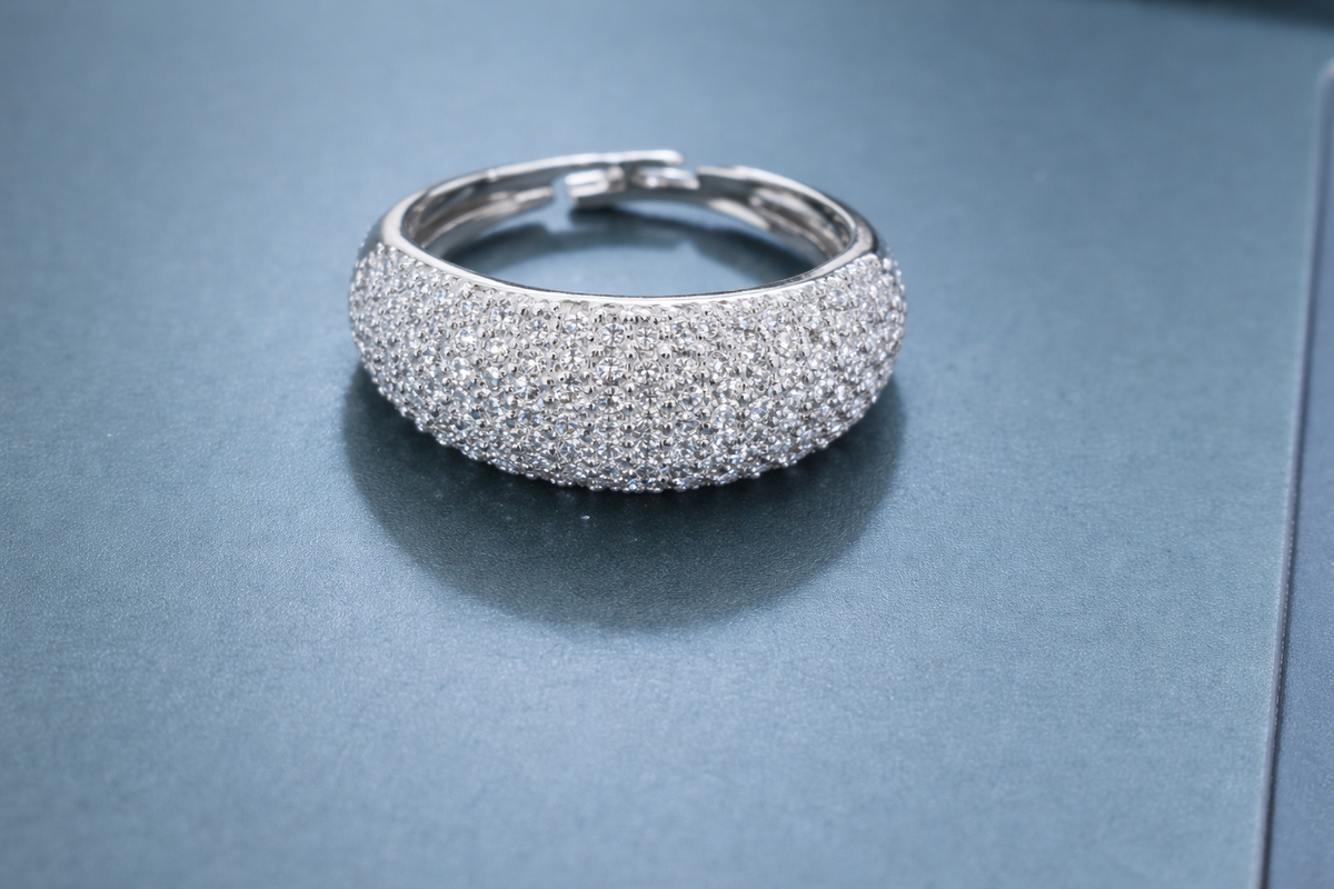 Silver CZ Diamond Band Ring