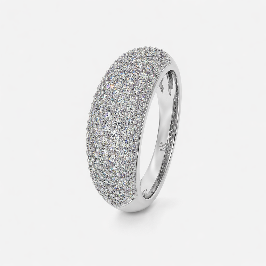 Silver CZ Diamond Band Ring