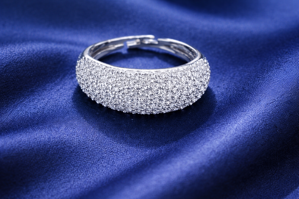 Silver CZ Diamond Band Ring