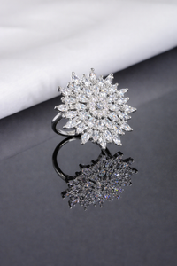Floral CZ Diamond Statement Cocktail Ring