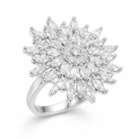 Floral CZ Diamond Statement Cocktail Ring
