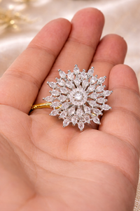 Floral CZ Diamond Statement Cocktail Ring