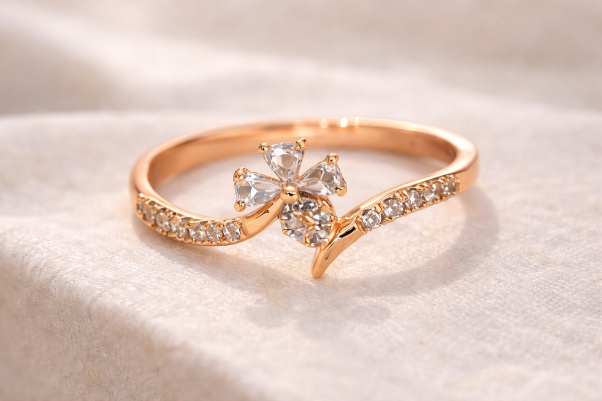 Rose Gold Bow CZ Diamond Ring