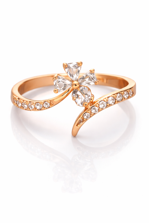 Rose Gold Bow CZ Diamond Ring