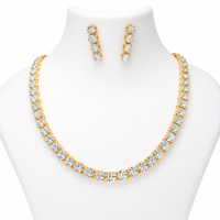 AD Diamond Tennis Necklace Set with Earrings