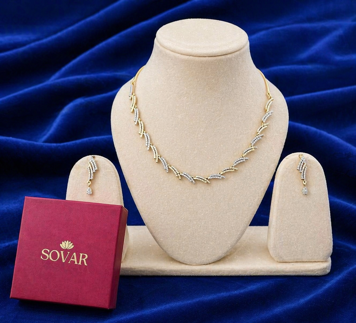 Gold-Plated American Diamond Jewelry Set