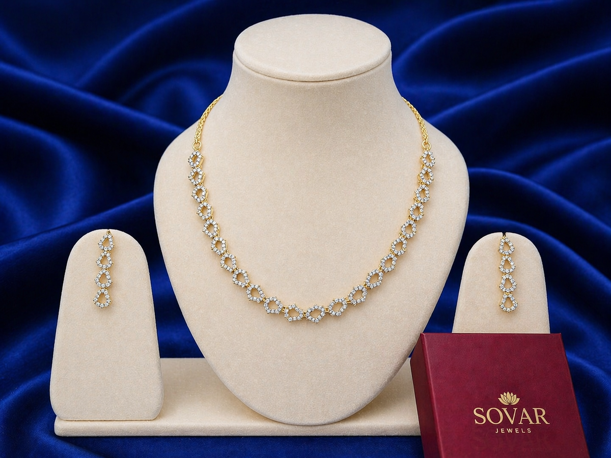 Gold-Plated American Diamond Jewelry Set