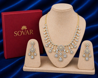 Gold Plated American Diamond Royal Cascade Necklace Set
