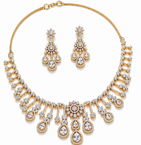Gold Plated American Diamond Royal Cascade Necklace Set