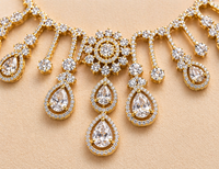 Gold Plated American Diamond Royal Cascade Necklace Set