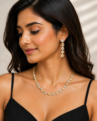 Gold Plated American Diamond Celestial Star Necklace Set
