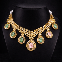 Gold-Plated Multi-Color Teardrop CZ Diamond Necklace Set