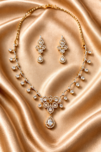 Gold-Plated American Diamond Vine Design Necklace Set
