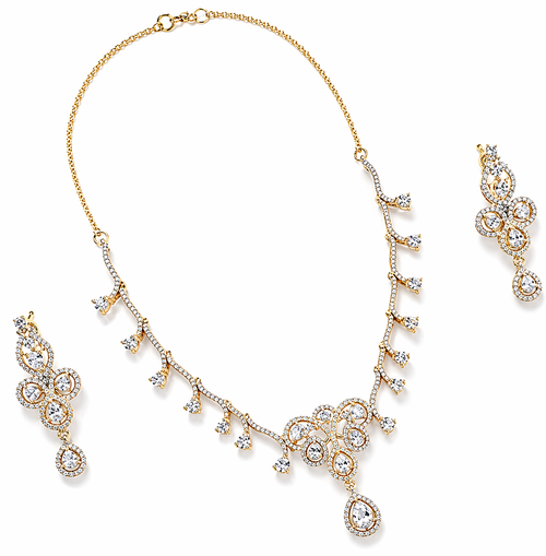 Gold Plated American Diamond Grace Vine Necklace Set