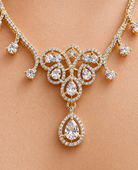 Gold-Plated American Diamond Vine Design Necklace Set