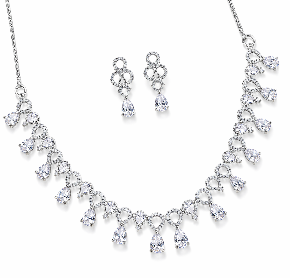 Teardrop Diamond Look Necklace Set