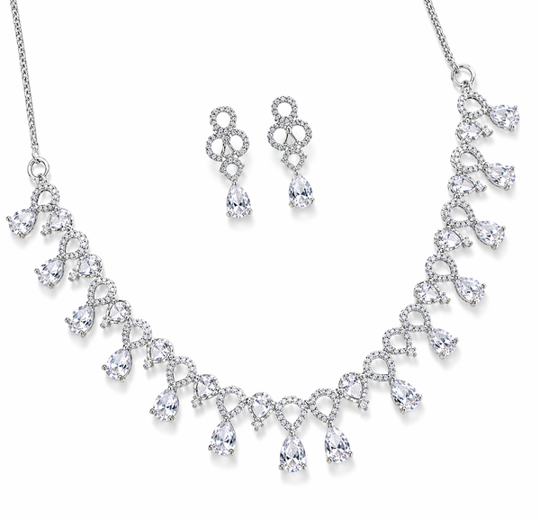 Teardrop Diamond Look Necklace Set