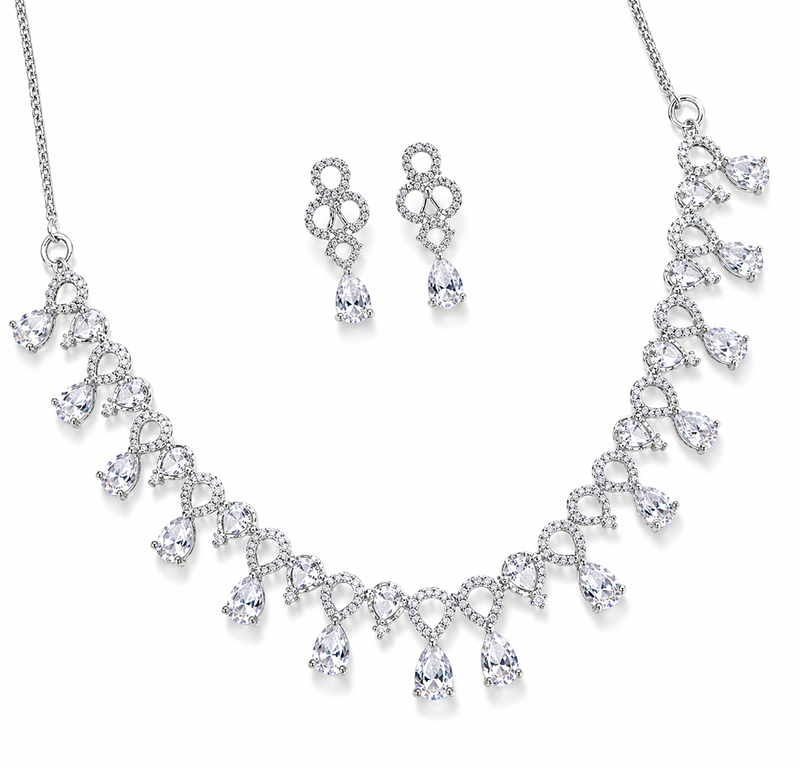 Teardrop Diamond Look Necklace Set