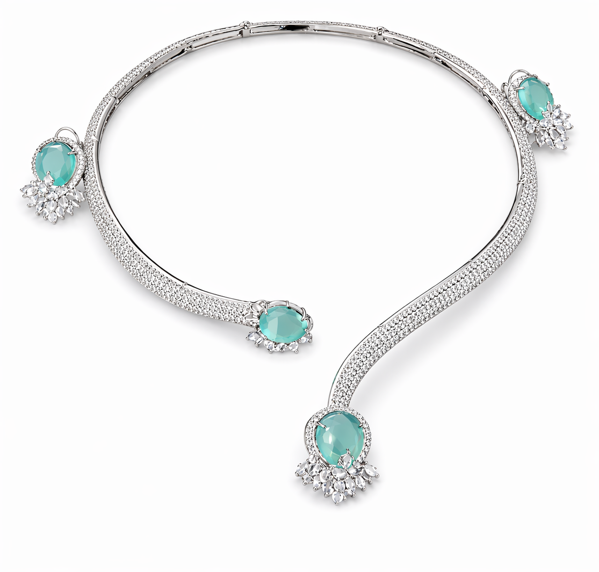 Pink Heart Stone CZ Diamond Necklace