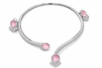 Pink Heart Stone CZ Diamond Necklace