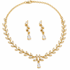 Gold Plated Leaf Vine American Diamond Necklace Set