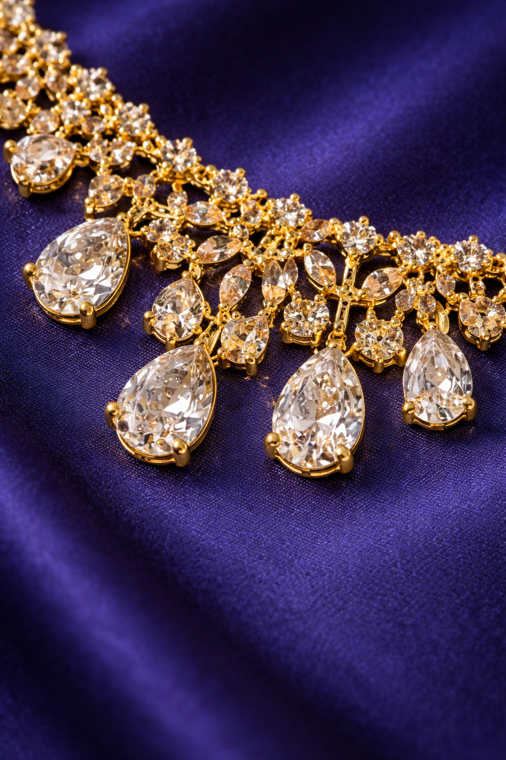 Gold-Plated American Diamond Jewelry Set