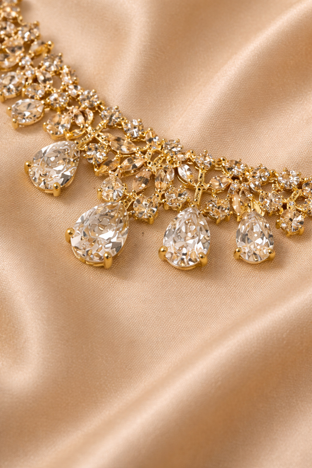 Gold-Plated American Diamond Jewelry Set