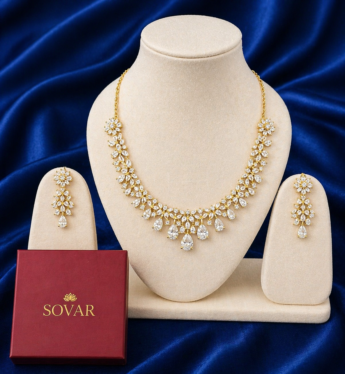 Gold-Plated American Diamond Jewelry Set