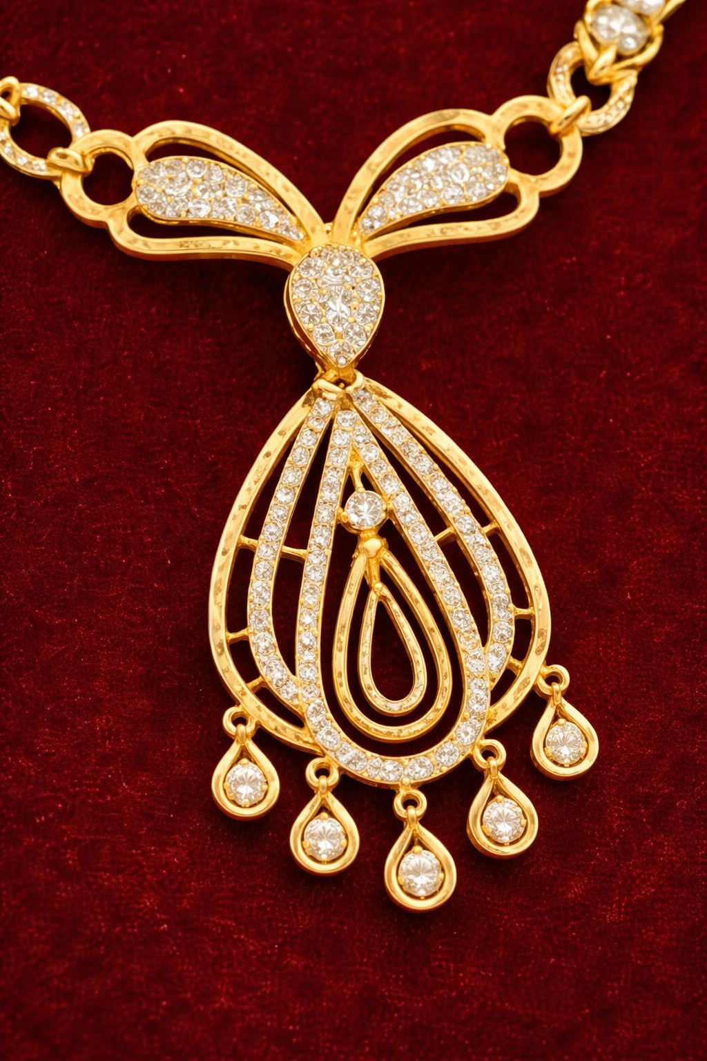 Gold Plated CZ Diamond Jewellery Set
