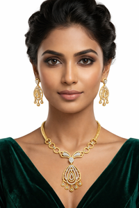 Gold Plated CZ Diamond Jewellery Set