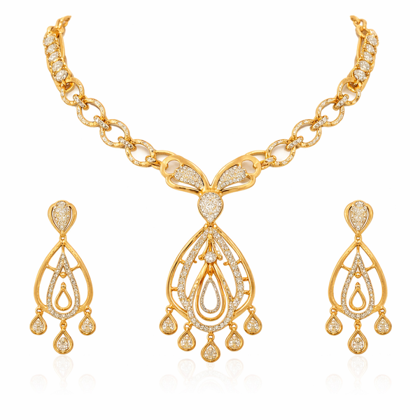 Gold Plated CZ Diamond Jewellery Set
