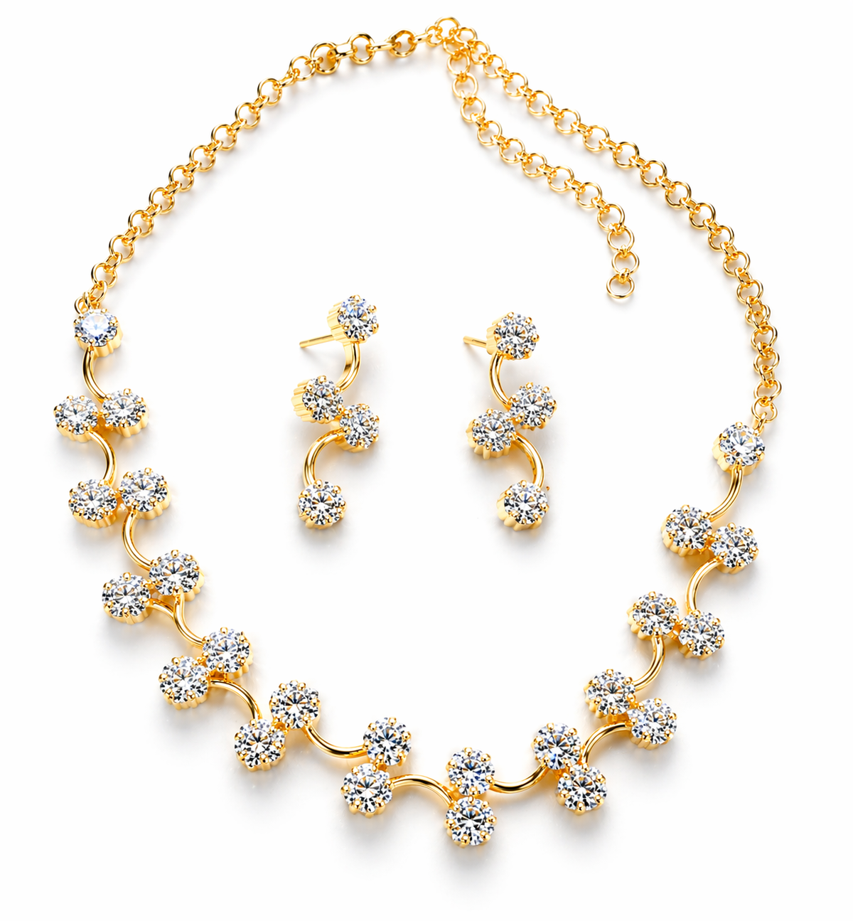 CZ Diamond Floral Necklace Set