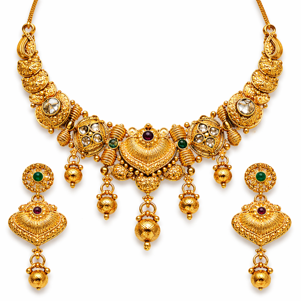 Antique Gold Plated Traditional Necklace Set