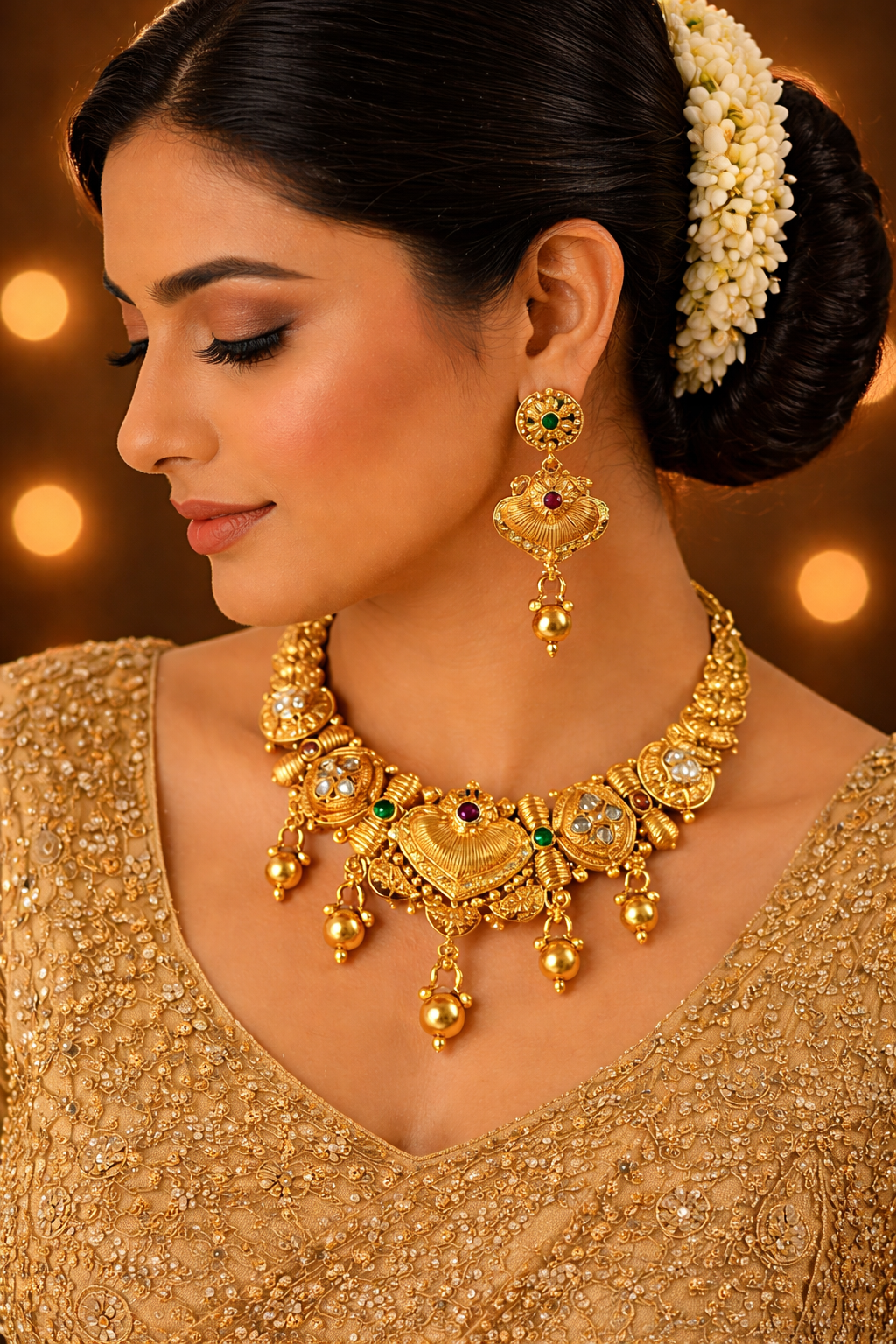 Antique Gold Plated Traditional Necklace Set