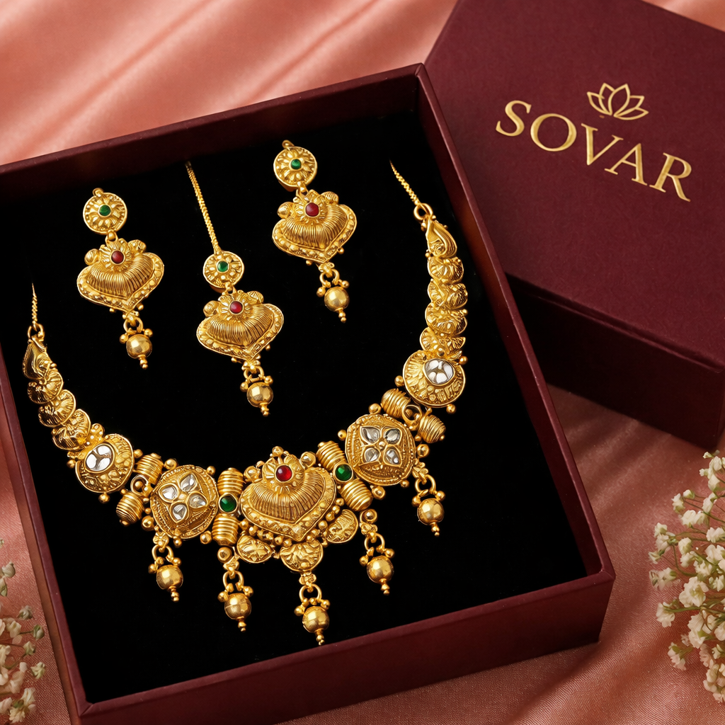 Antique Gold Plated Traditional Necklace Set