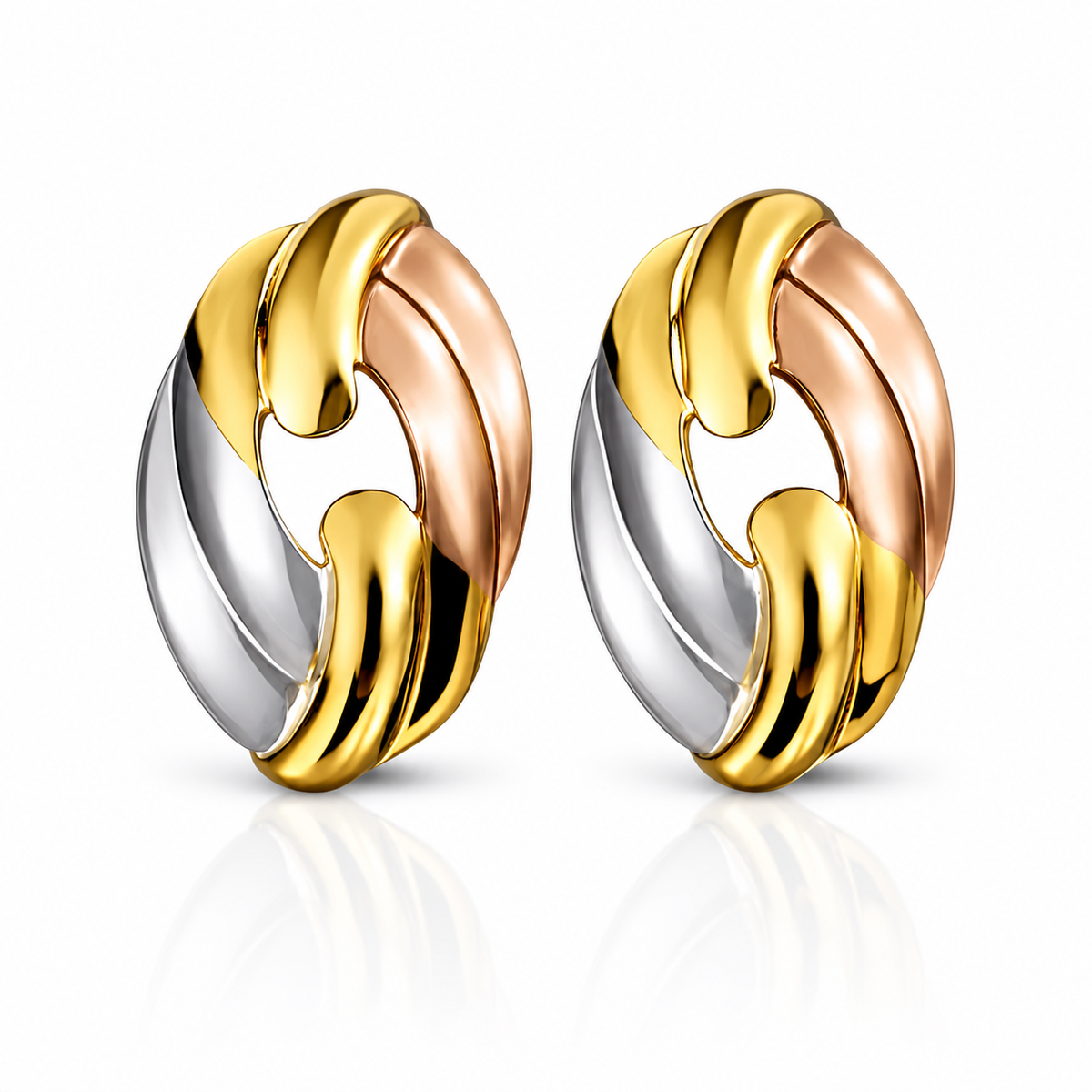 Tri-Tone Hoop Anti Tarnish Earrings