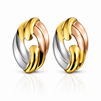 Tri-Tone Hoop Anti Tarnish Earrings