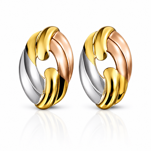 Tri-Tone Hoop Anti Tarnish Earrings