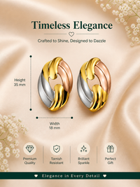 Tri-Tone Hoop Anti Tarnish Earrings
