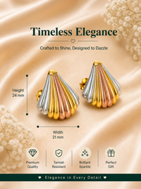 Anti Tarnish Tri-Tone Shell Stud Earrings