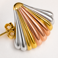 Anti Tarnish Tri-Tone Shell Stud Earrings