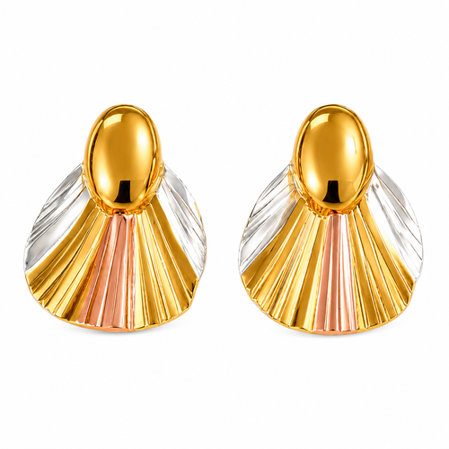 Anti Tarnish Tri-Tone Shell Stud Earrings