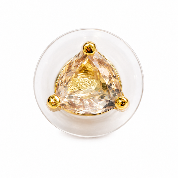 Transparent Crystal Stud Earrings with Gold-Tone Detail | Sovar