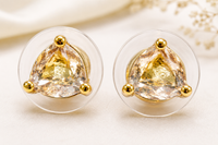Transparent Crystal Stud Earrings with Gold-Tone Detail | Sovar
