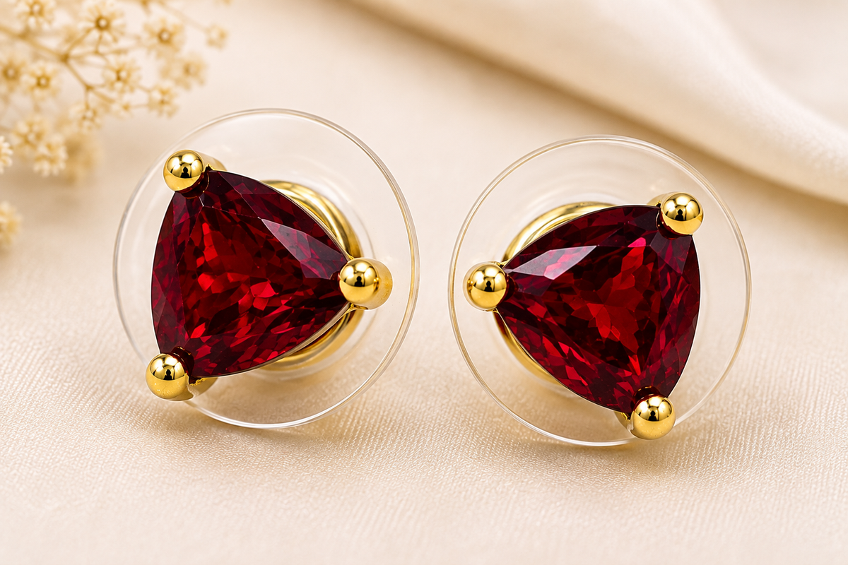 Sovar Ruby Red Crystal Transparent Stud Earrings