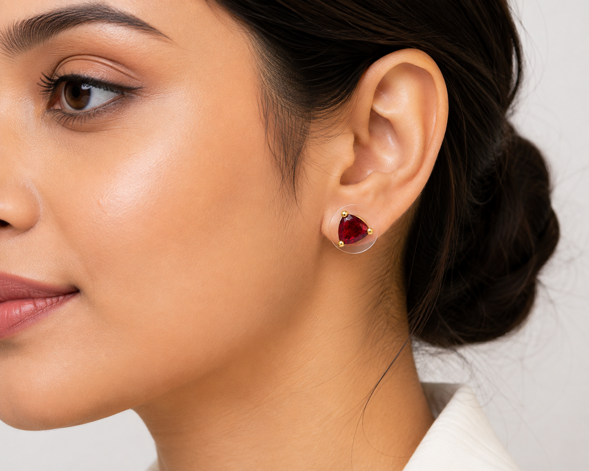 Sovar Ruby Red Crystal Transparent Stud Earrings
