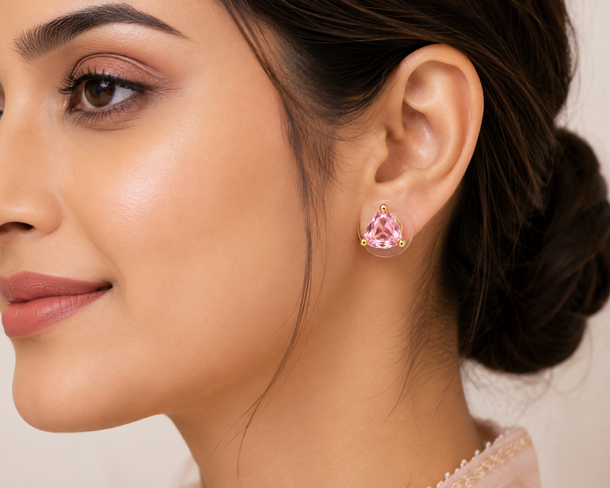 Sovar Blush Pink Crystal Transparent Stud Earrings